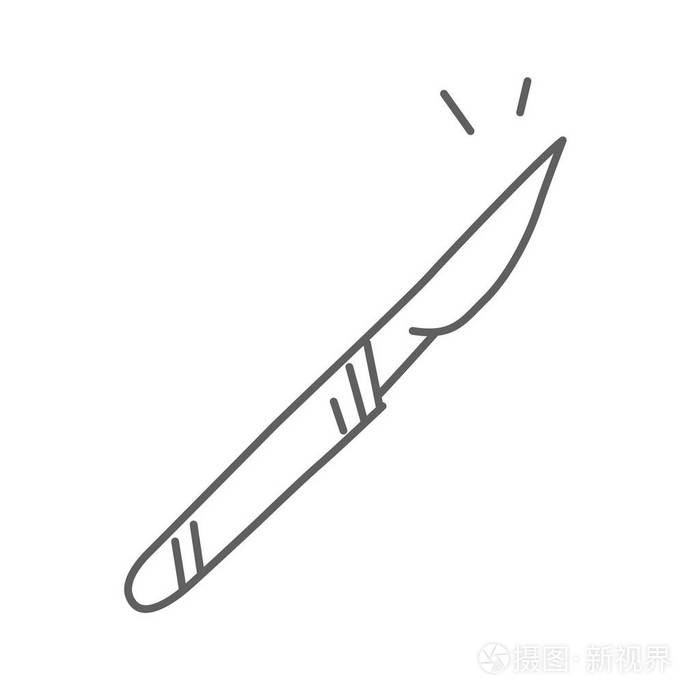 解剖刀刀矢量涂鸦图标孤立在白色手绘素描风格