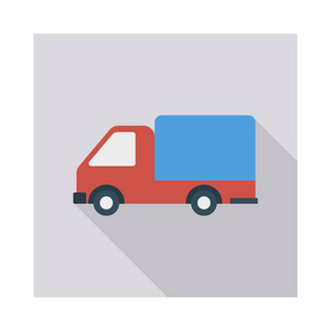 送货卡车平面样式图标矢量插图