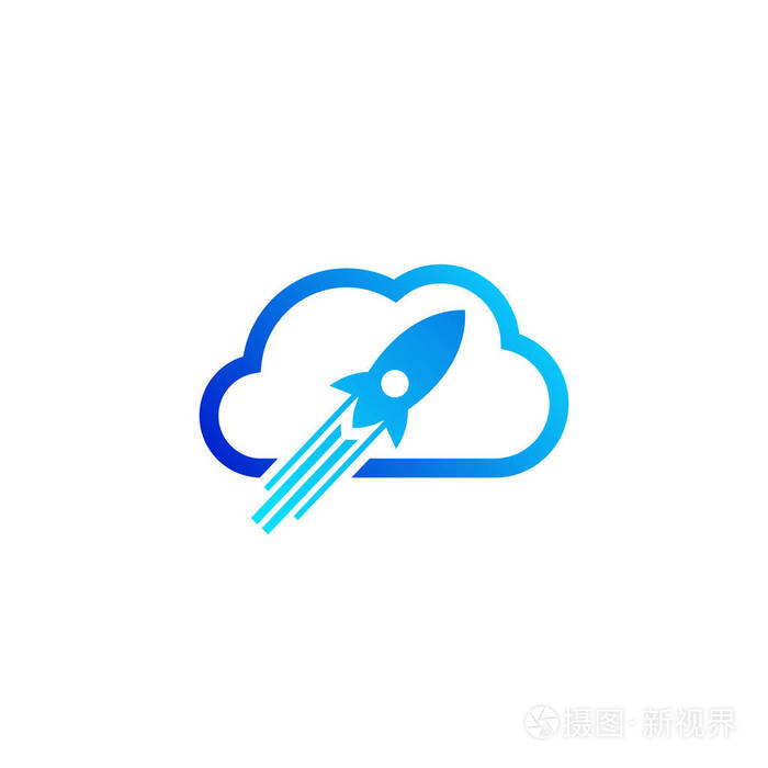 火箭云标志设计模板. 云科技标志设计模板