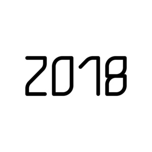 2018年数字图标。 新年快乐。 白底黑字