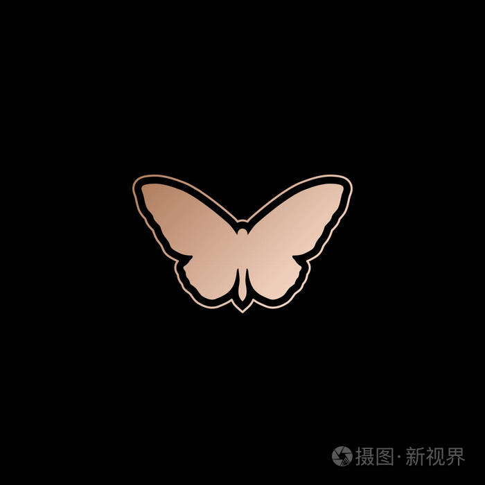 蝴蝶图标.黑色背景的红色金色风格