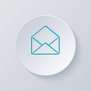 邮件打开图标。 用灰色和蓝色的图层切割圆圈。 纸张样式