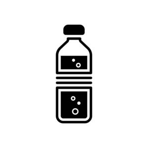 一瓶有气泡的水。 简单的单图标