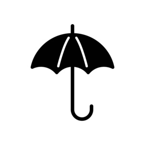 雨伞图标。 白色背景下的黑色图标