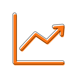 金融灾难增长。 由黑色薄轮廓和橙色组成的孤立图标在不同的层上移动填充。 白色背景