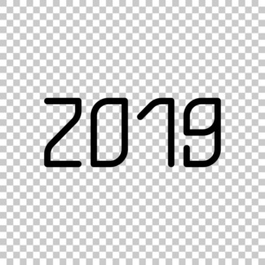2019年数字图标。 新年快乐。 在透明的背景上。