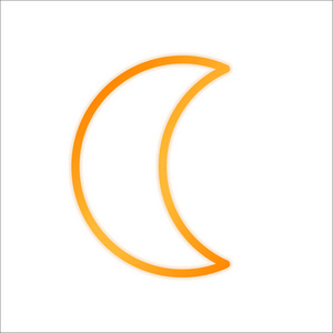 简单的月亮。天气标志。线性图标，轮廓较薄。白色背景下的低光橙色标志