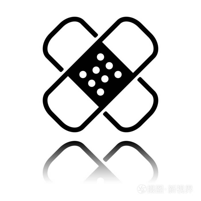 创可贴图标. 石膏标志. 几块补丁. 简单的线性图标与薄轮廓.