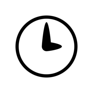 时钟的简单图标。 白色背景下的黑色图标