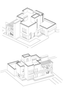 私人住宅立面矢量集详细建筑技术图纸等距鸟瞰图