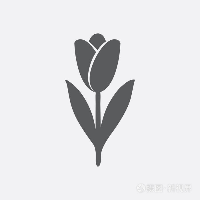 郁金香图标在灰色的阴影