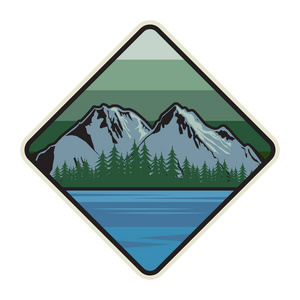 山地标志图标或符号设计模板矢量图