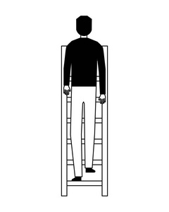 商人爬楼梯白色背景