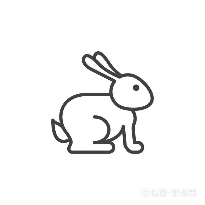 复活节兔子线图标轮廓矢量符号线性象形文字隔离在白色上.
