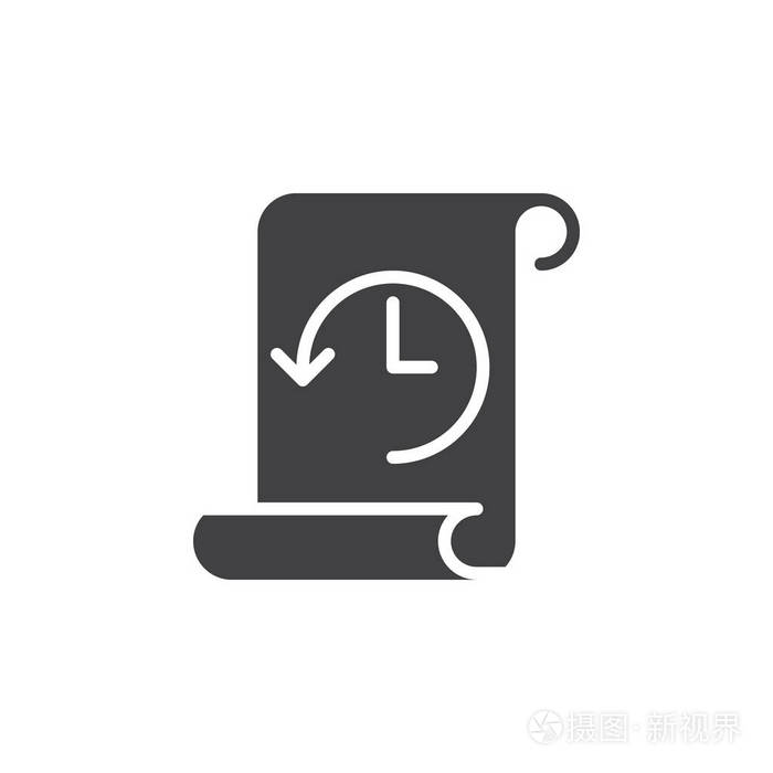 历史图标矢量填充平面标志固体象形文字隔离在白色上.