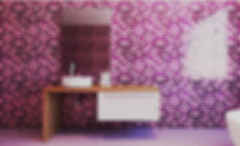 抽象模糊摄影。 浴室内部浴缸。 三维渲染。