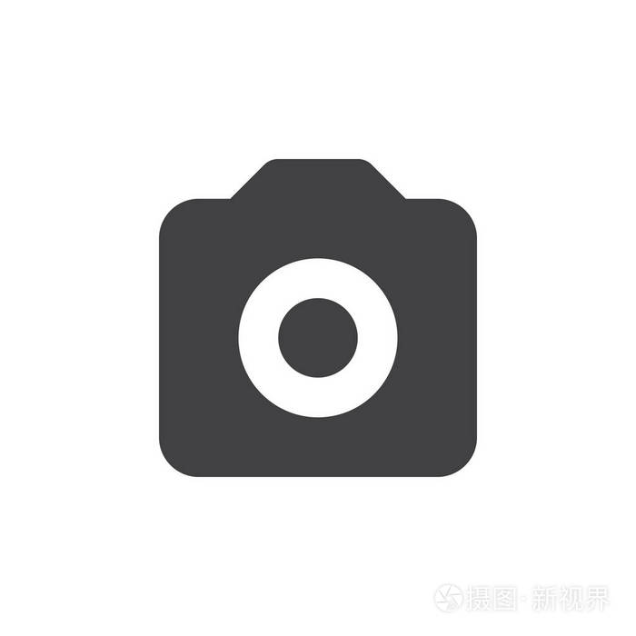 相机图标矢量填充平面标志,固体简单象形文字隔离在白色上.