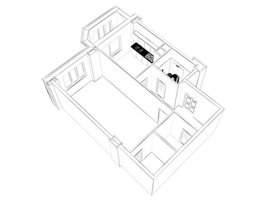 3d 渲染的家具家庭公寓, 隔离