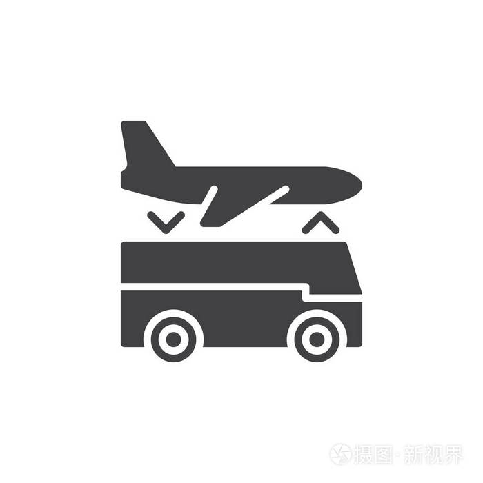机场班车接送服务图标矢量填充平标实象形图隔离在白色上.