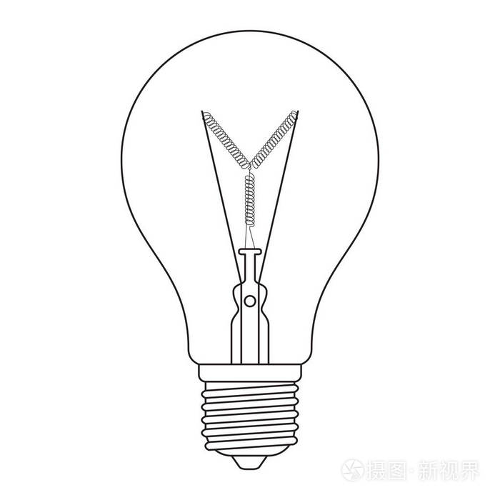 字母表中的字母y白炽灯泡设置轮廓样式黑白隔离在白色背景上插画-正版