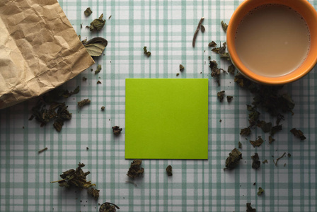 天然草本茶和咖啡杯纸样背景