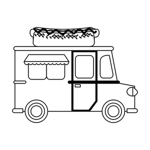 食品卡车热狗餐厅矢量图平面设计
