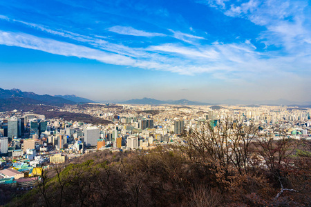 美丽的景观和城市景观与建筑，韩国首尔市