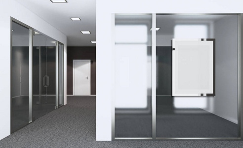 空的现代化办公内阁..会议室。3D绘制。假照片