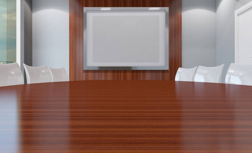 现代办公柜。 会议室。 三维渲染.空图