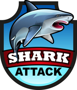 矢量图鲨鱼攻击符号或图标