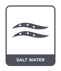 盐水图标在时尚的设计风格。 盐水图标隔离在白色背景上。 盐水矢量图标简单现代平面符号。