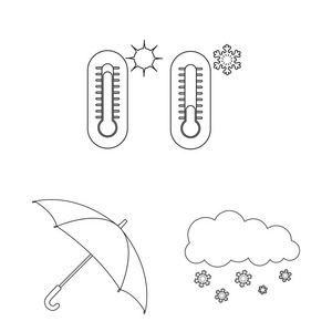 天气和气候标志的向量例证。股票的天气和云矢量图标集