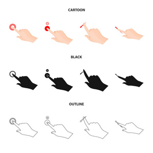 触摸屏和手标识的矢量插图。触摸屏和触摸股票矢量图的收集