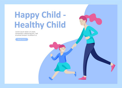 一套登陆页面模板为快乐的母亲天, 儿童保健, 快乐的童年和孩子, 商品和娱乐为母亲与孩子。父母与女儿或儿子有乐趣