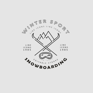 滑雪板和滑雪或其他冬季运动的矢量图标和徽标