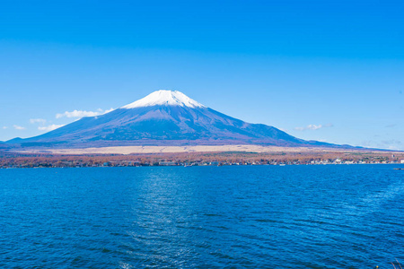 日本雅明子湖周围富士山的美丽景观