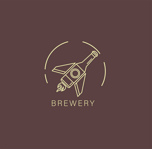 矢量图标和标志啤酒和啤酒厂