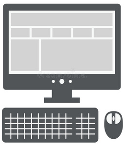 向量个人电脑，网站布局在屏幕上孤立的向量在白色背景上