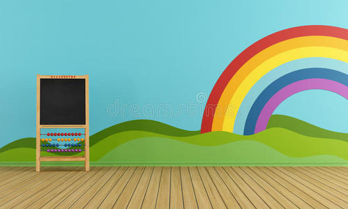 丘陵 空的 木材 彩虹 儿童房 小孩 游戏室 地板 紫色