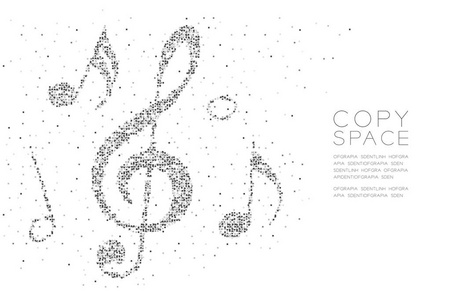 抽象几何方形盒像素图案音乐音符形状概念设计黑色插图白色背景与复制空间矢量EPS10