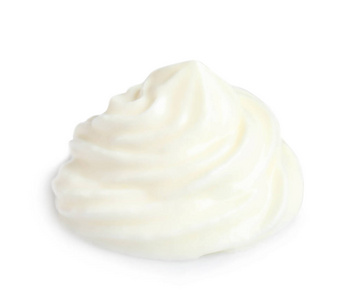 白色背景上美味的酸奶油。 乳制品