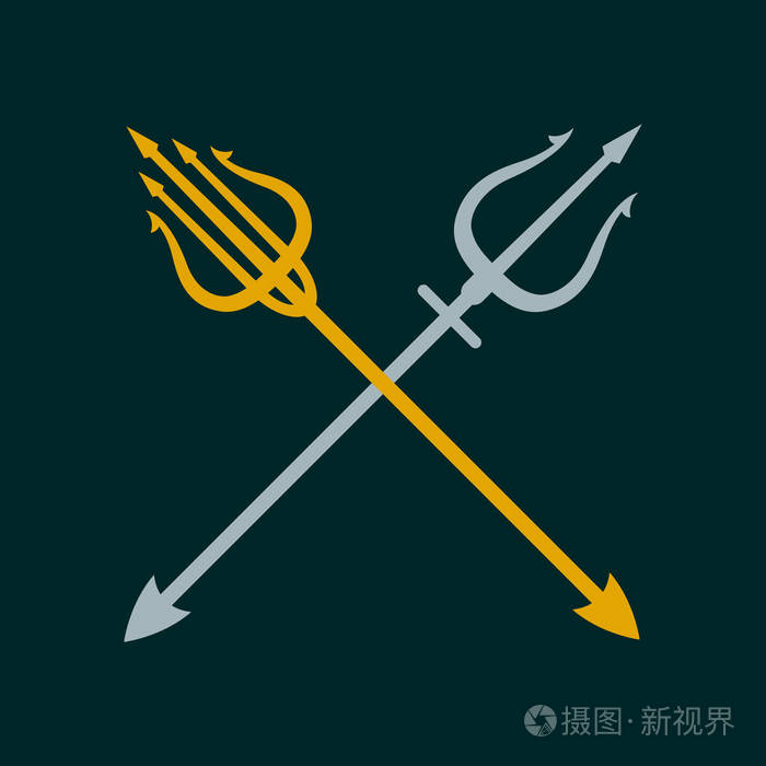 金银三叉戟矢量插图 佩雷克雷斯特诺武器对抗.