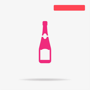 香槟酒瓶图标。 矢量概念图设计。