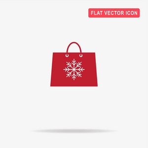 圣诞购物袋图标。矢量概念图设计。
