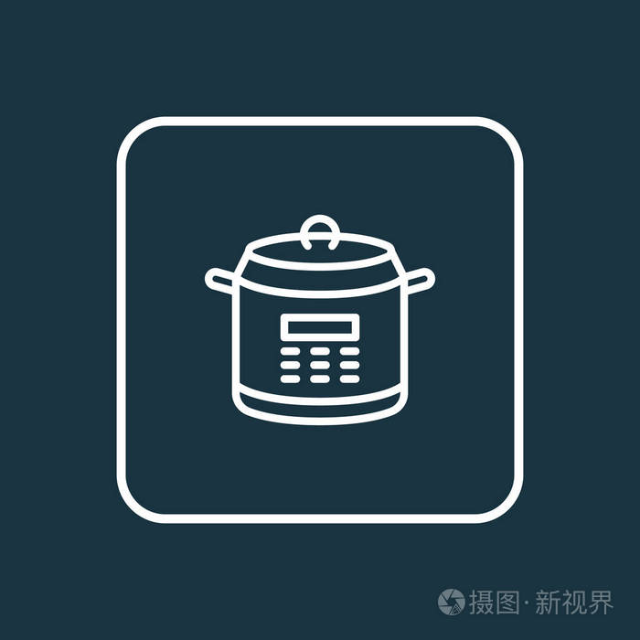 multicooker图标线符号时尚风格的优质隔离压力锅元件