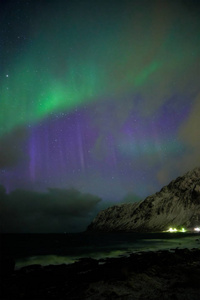 北极光北极光。挪威洛福敦群岛