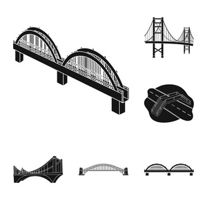 桥梁矢量设计与施工标志。股票桥和拱形矢量图标组
