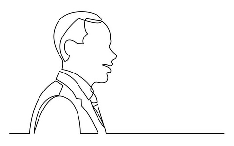 美国黑人商人白色背景肖像上孤立的连续线条画