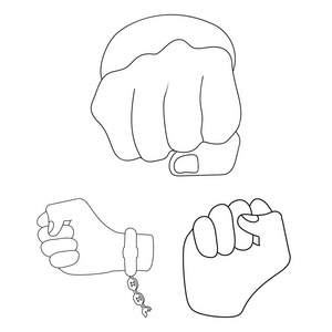 拳头和冲头符号的孤立对象。收集用于网络的拳头和手的股票符号