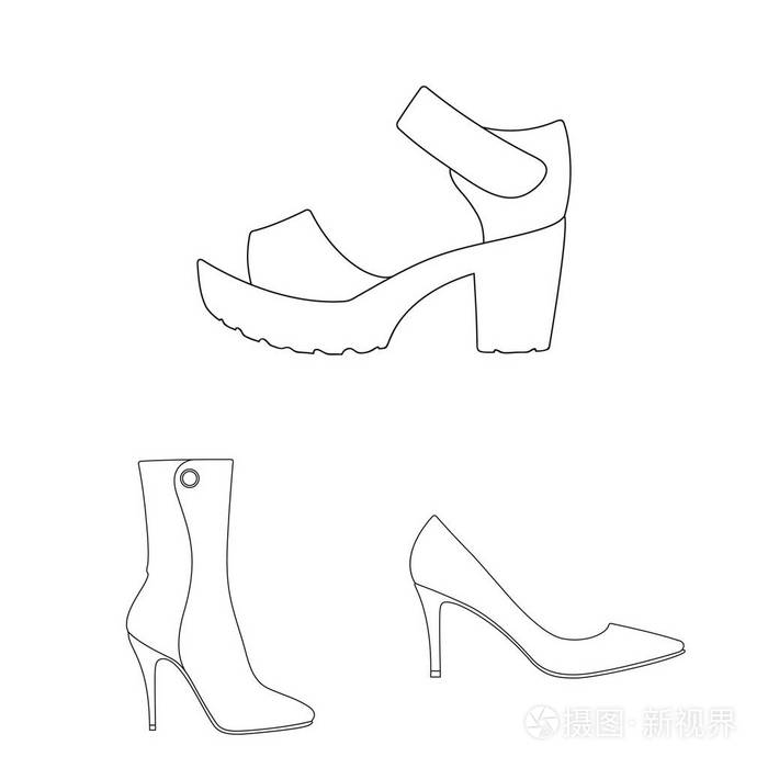 鞋跟和高标志的矢量设计一套鞋跟和细高跟鞋股票符号的网络